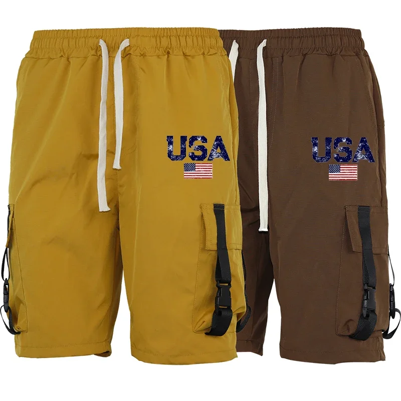 

Мужские повседневные черные шорты-карго с несколькими карманами и поясом на шнурке, неэластичные, стандартного кроя, классический вид