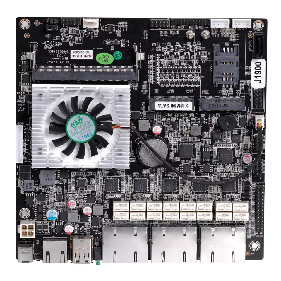 Elsky Quad Core J1900 Processor RJ45 6LAN Gigabit I210AT Pfsense Mini Itx Firewall Motherboard for Server,Router