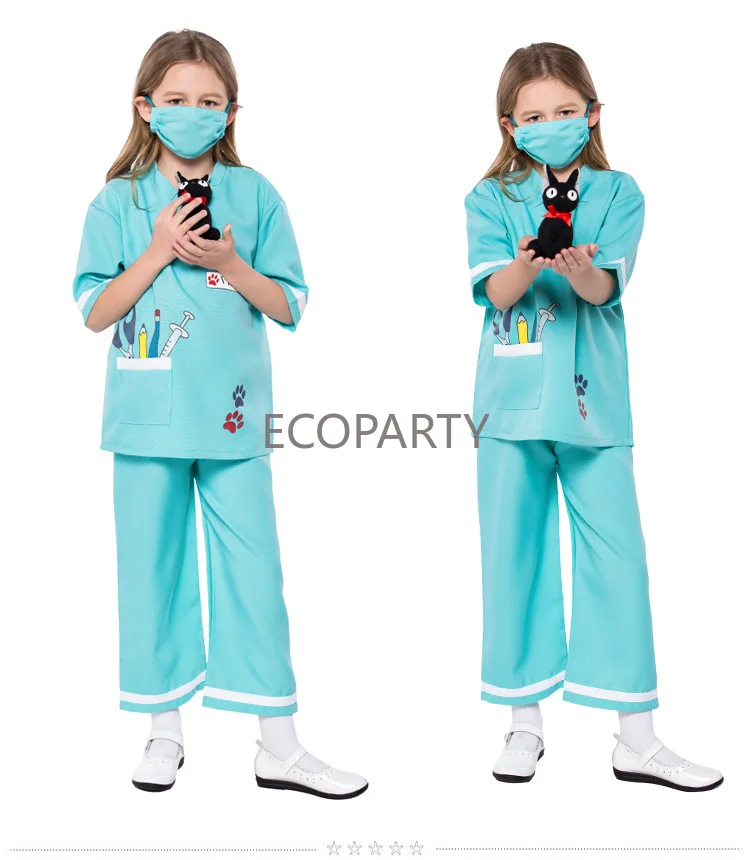 Disfraz de médico y enfermera para niños y niñas, disfraz de veterinario, cirujano, Dr, uniforme, Cosplay, Halloween, Carnaval, novedad de 2024