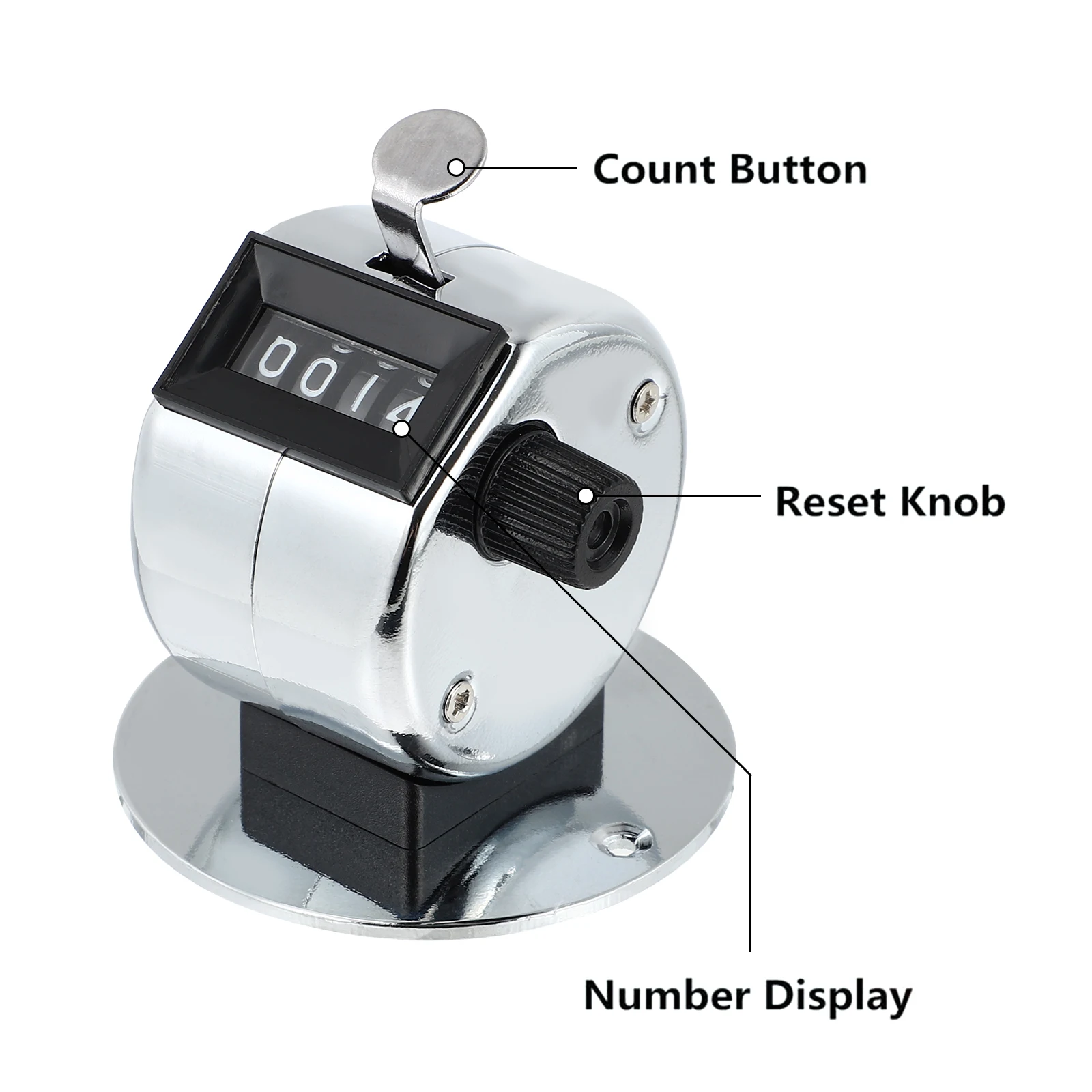 2pcs Hand Tally Counter 4 Manual Counting Clicker Portable Metal Number Counter For Students Mechanical Counters Chrome