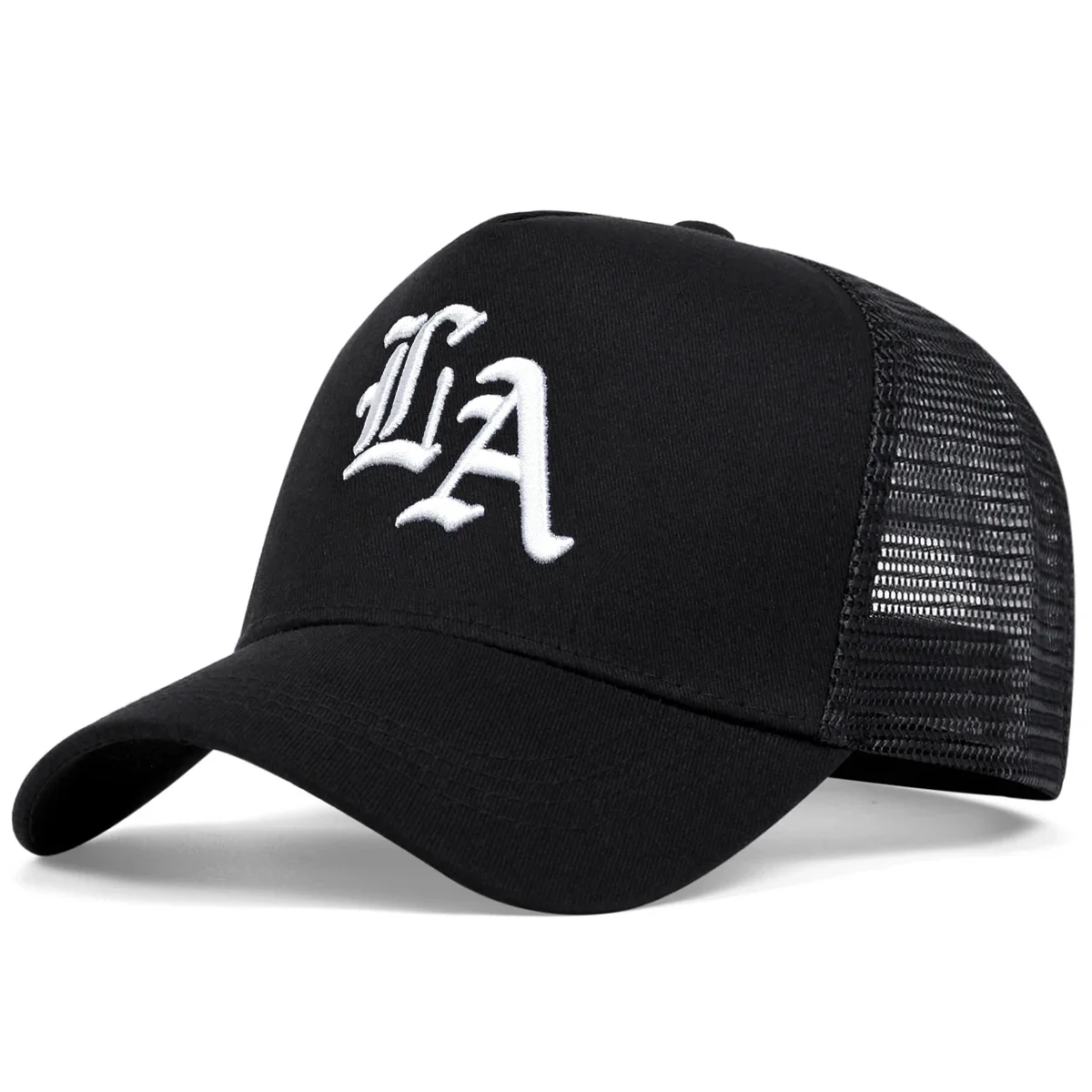Unisex LA Letter Embroidery Baseball Net Caps Hip Hop Cap Spring Summer Outdoor Adjustable Casual Hats Sunscreen Hat