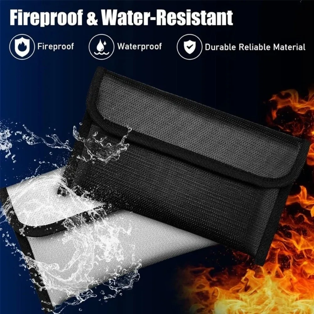 Portable Waterproof Fireproof Storage Bag with Zipper Fire - Resistant Safe Document Bag Multi-functional File Storage Bag Money