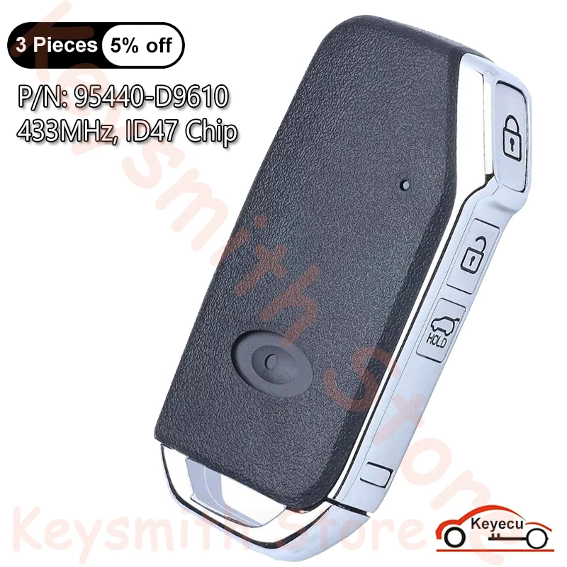

KEYECU 3 кнопки 433 МГц ID47 чип для Kia Sportage 2019 Auto Keyless Go умный пульт дистанционного управления P/N: 95440-D9610