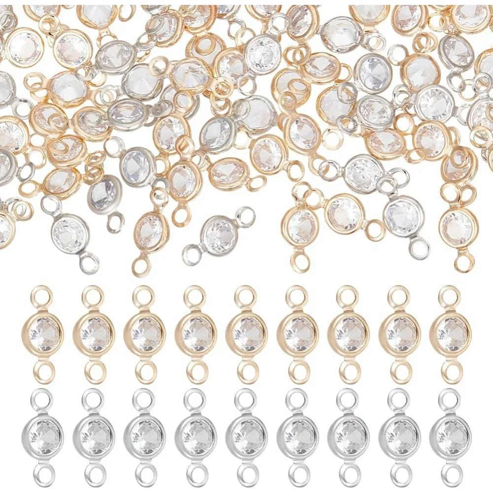 100 قطعة 2 ألوان شقة مستديرة جوهرة الميلاد السحر الزجاج حجر الراين الروابط كريستال سحر النحاس الماس موصلات السحر صنع عدة #1