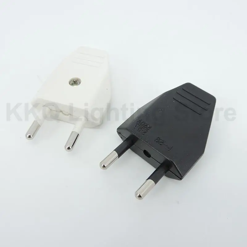 4.0mm 2pin EU Plug Adapter 2.5A Male Replacement Outlets Rewireable Electeical Socket Euro Connector