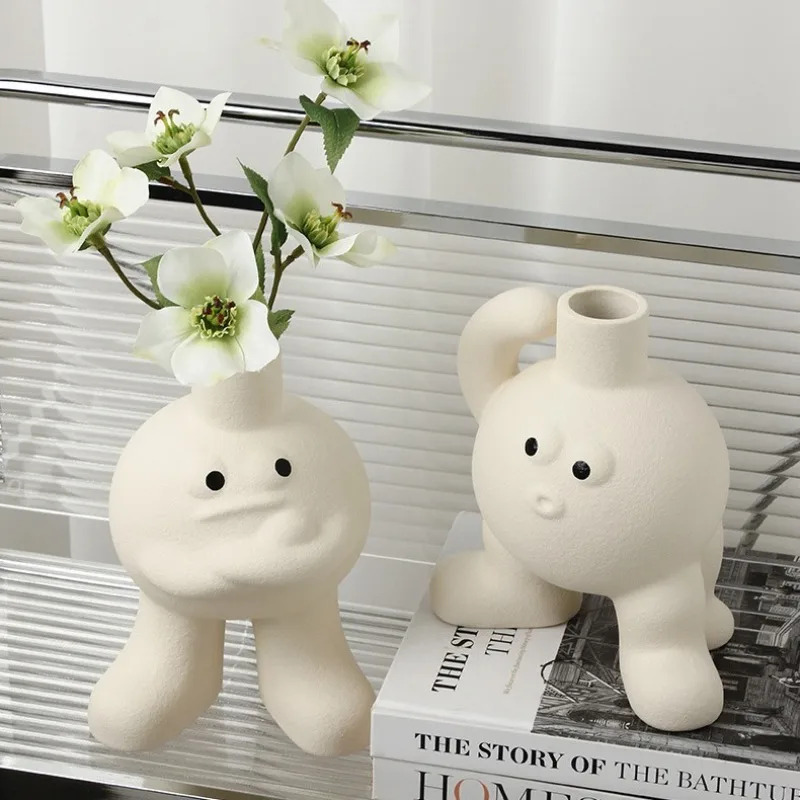 Creamy Style Big Foot Flower Vase in-Inspired Desktop Decor Cute Emoji Flower Pot Crafts for Home Office Ornaments Accessories