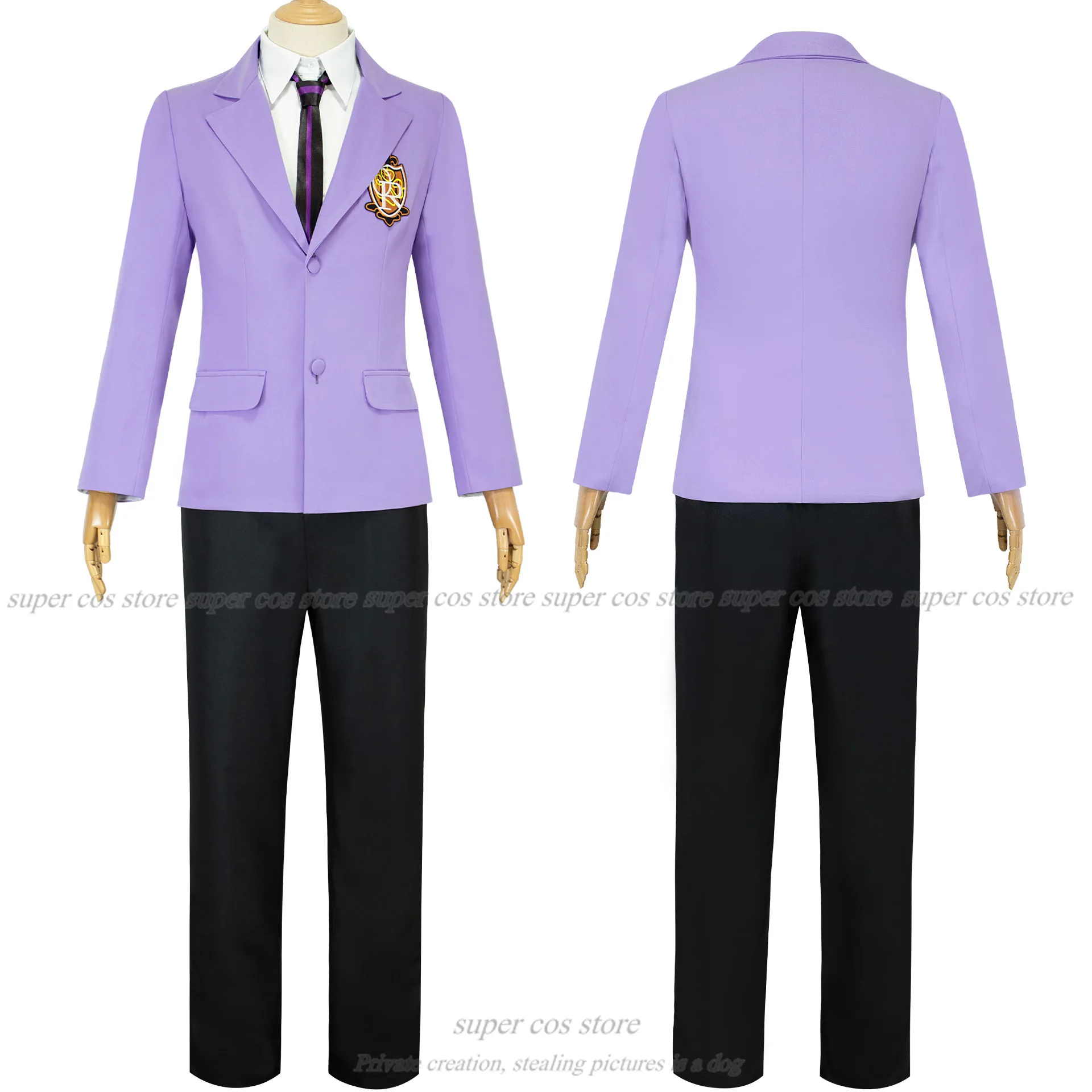 Uniforme de cosplay du club d'hôte du lycée Ouran, uniforme scolaire Haruhi Kyoya Hikaru Tokyo ashi pour fille, costume de cosplay, veste bleue + aught