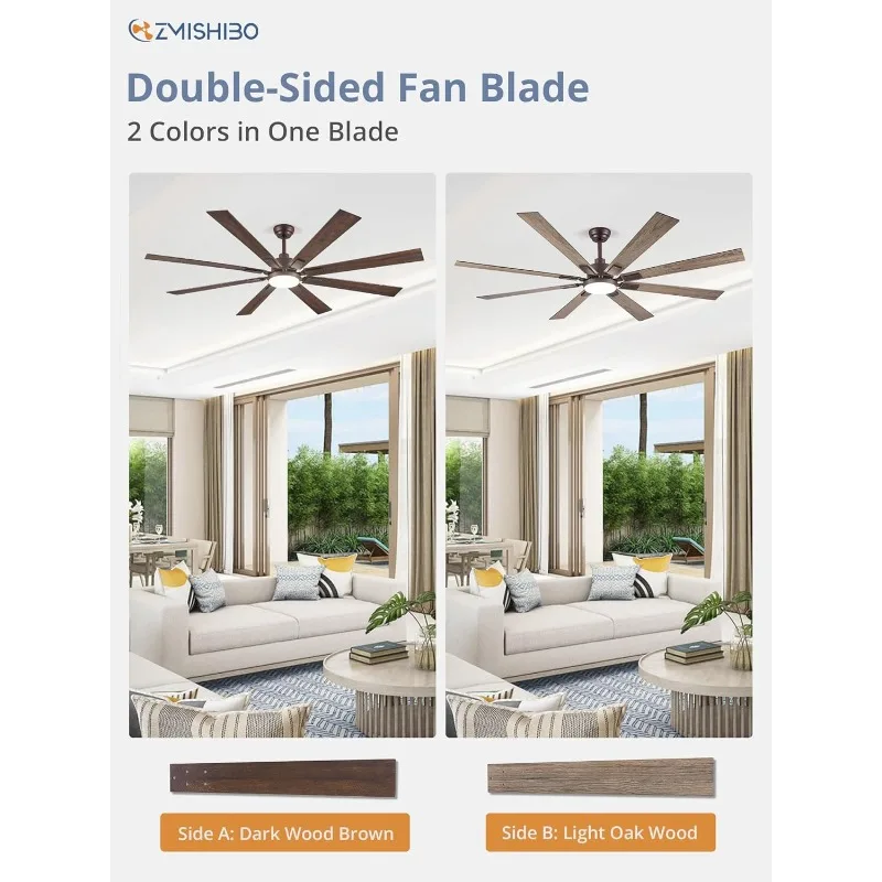 72 inch Oil Rubbed Bronze Ceiling Fans with Lights and Remote, Indoor/Outdoor Farmhouse Ceiling Fan