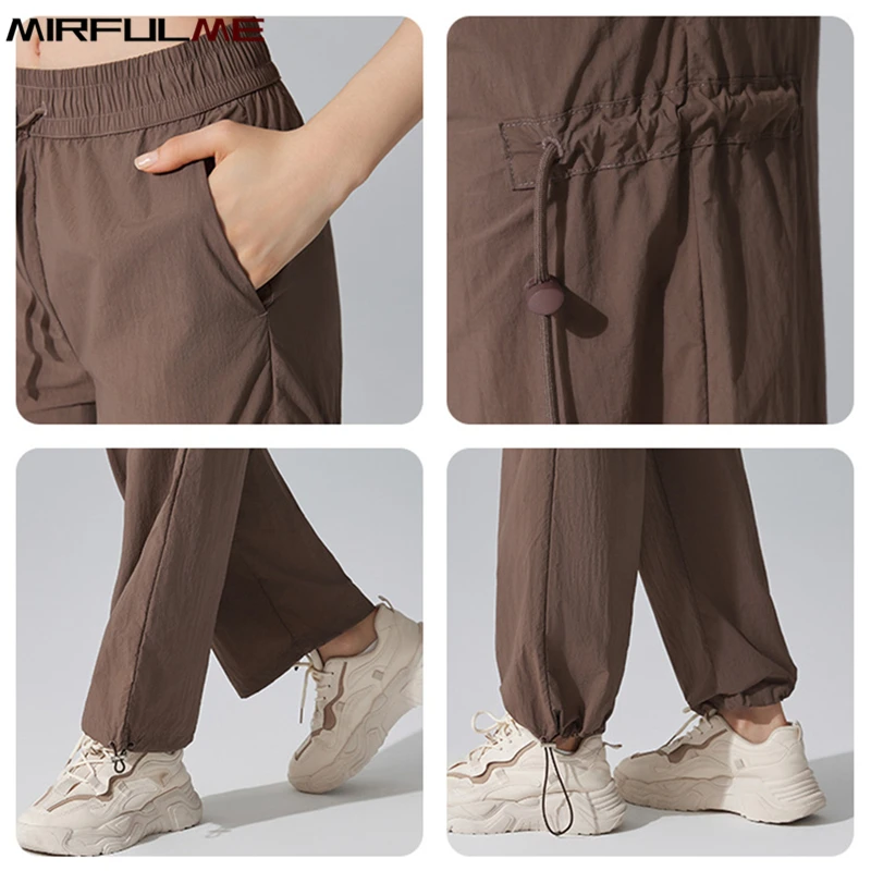 Women Jogger Pants Resisting Wind Rain & Anti-UV Sport Running Trousers Loose Thin Gym Sweatpants High Waist Yoga Harem Pant