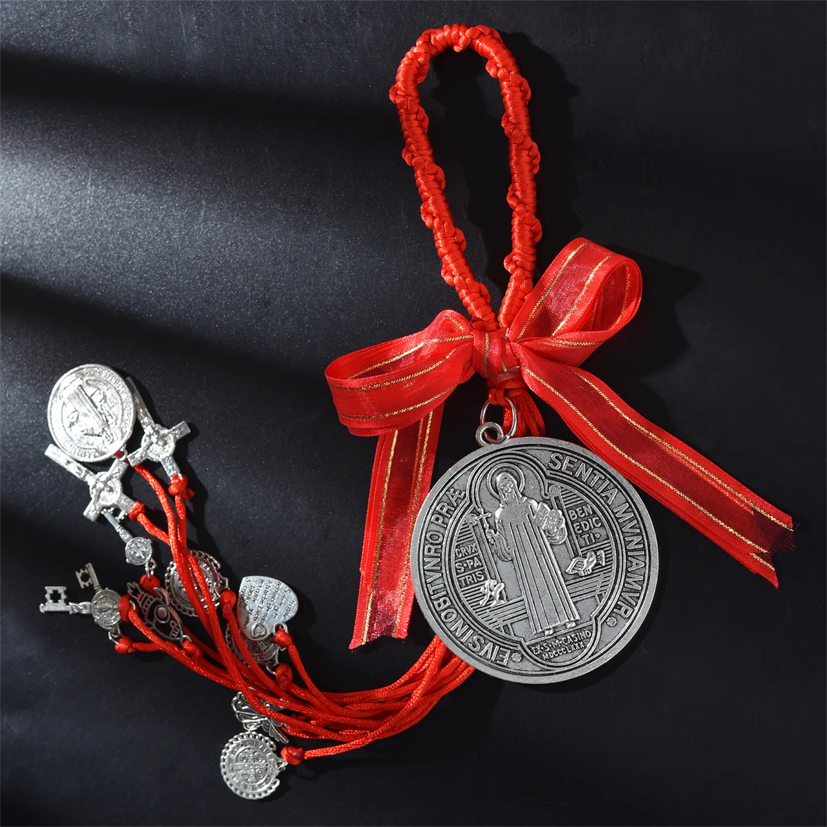 2PCS/Set Saint Benedict Medal Protection Blessing Charm Crucifix Easter Gifts Catholic San Benito Medalla Handmade Jewelry Gift