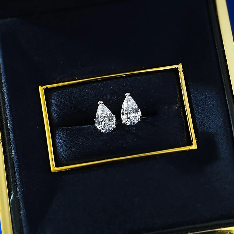 OEVAS 5x8mm Pear Cut High Carbon Diamond Gemstone Earrings for Women 100% 925 Sterling Silver Fine Jewelry Wholesale view 3