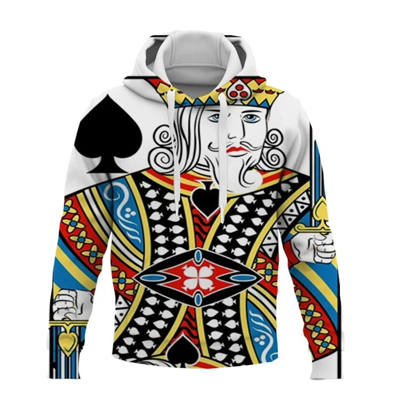 Playing Cards Poker K A Print Hoodies Men/women Funny Hoodie Sweatshirt Male Clothes Boys/girls Harajuku Funny Jacket Coat Tops