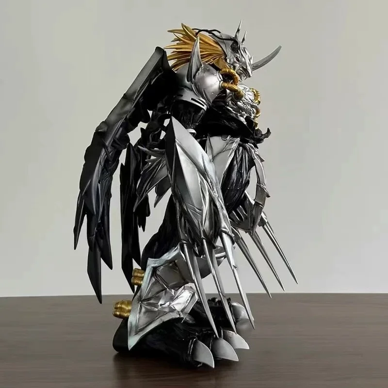 Metal Greymon Figure Digimon Adventure Anime Figurine GK Black War Greymon Action Figures PVC 37cm Model Desktop Ornament Gifts