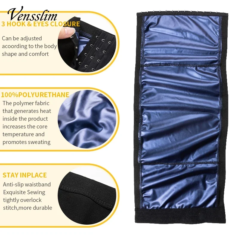 Vensslim Sauna Waist Trimmer Belly Wrap Women Sweat Band Abdominal Trainer Weight Loss Body Shaper Tummy Control Slimming Belt