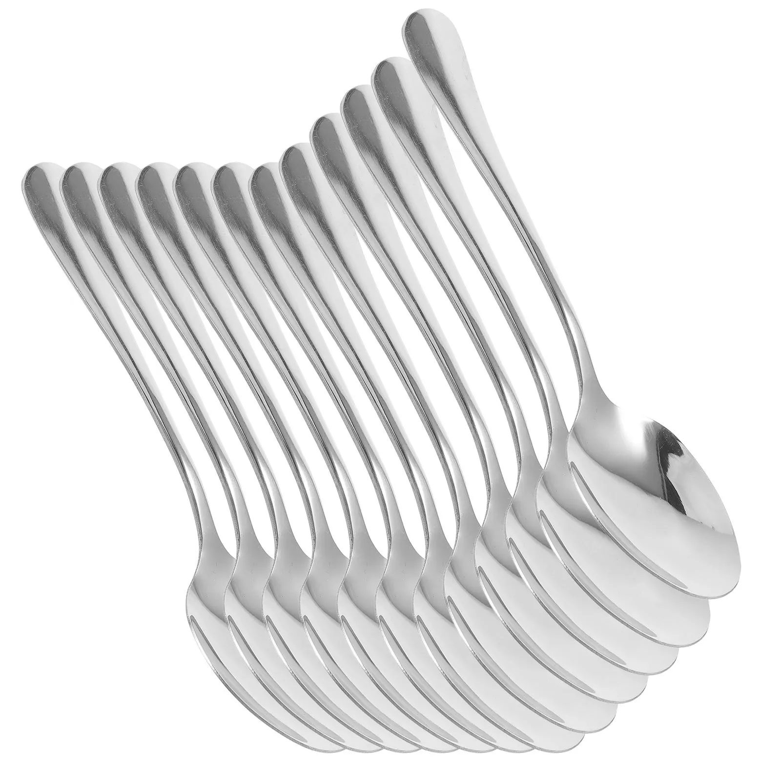

12pcs Stainless Steel Dinner Kitchen Table Large Spoon Design Durable Smooth Easy Cleaning Metal Spoon Set For Family Dessert