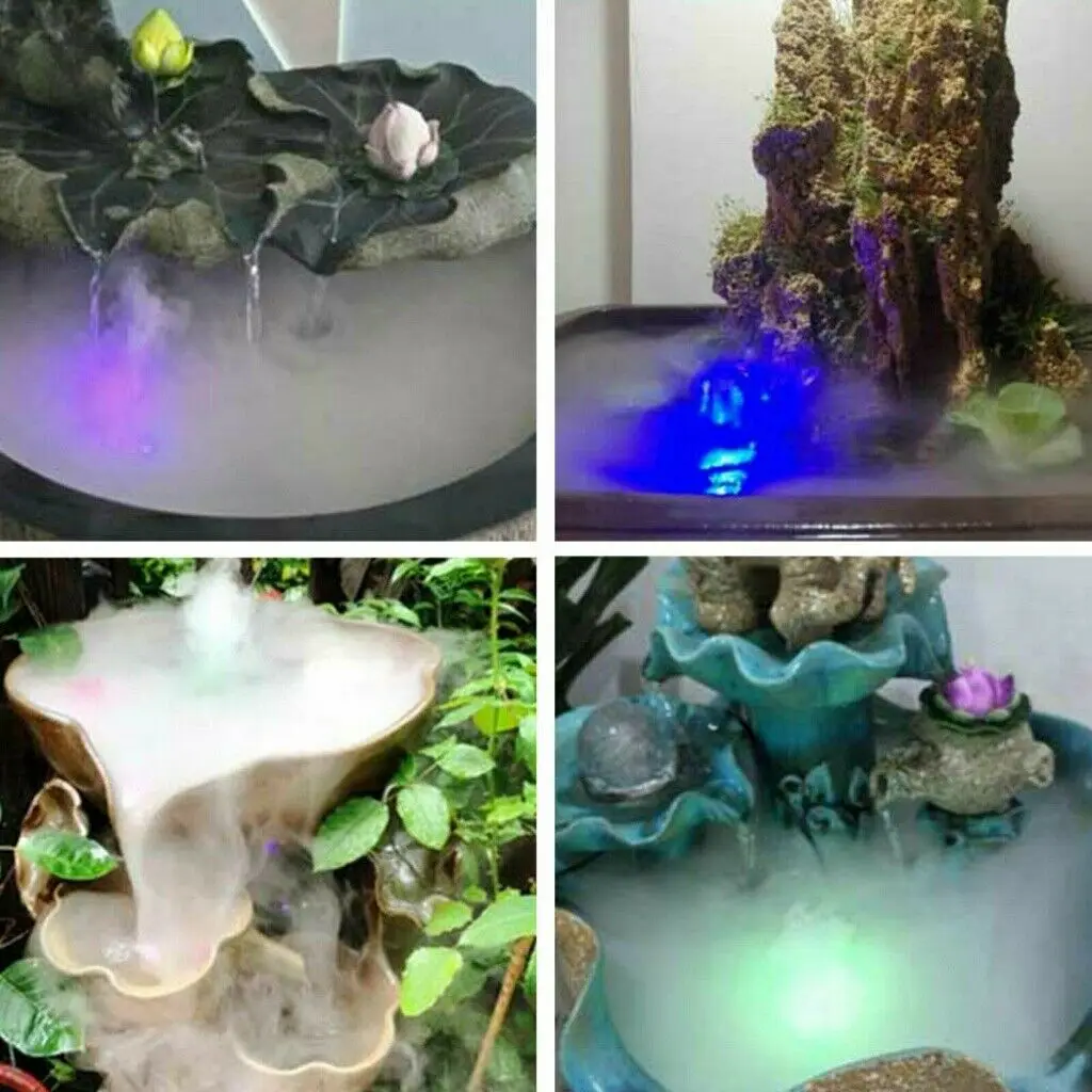 

Color Changing LED Fog Water Fountain Pond Mist Maker Black Au Plug for Indoor Outdoor Water Features Fish Rockery
