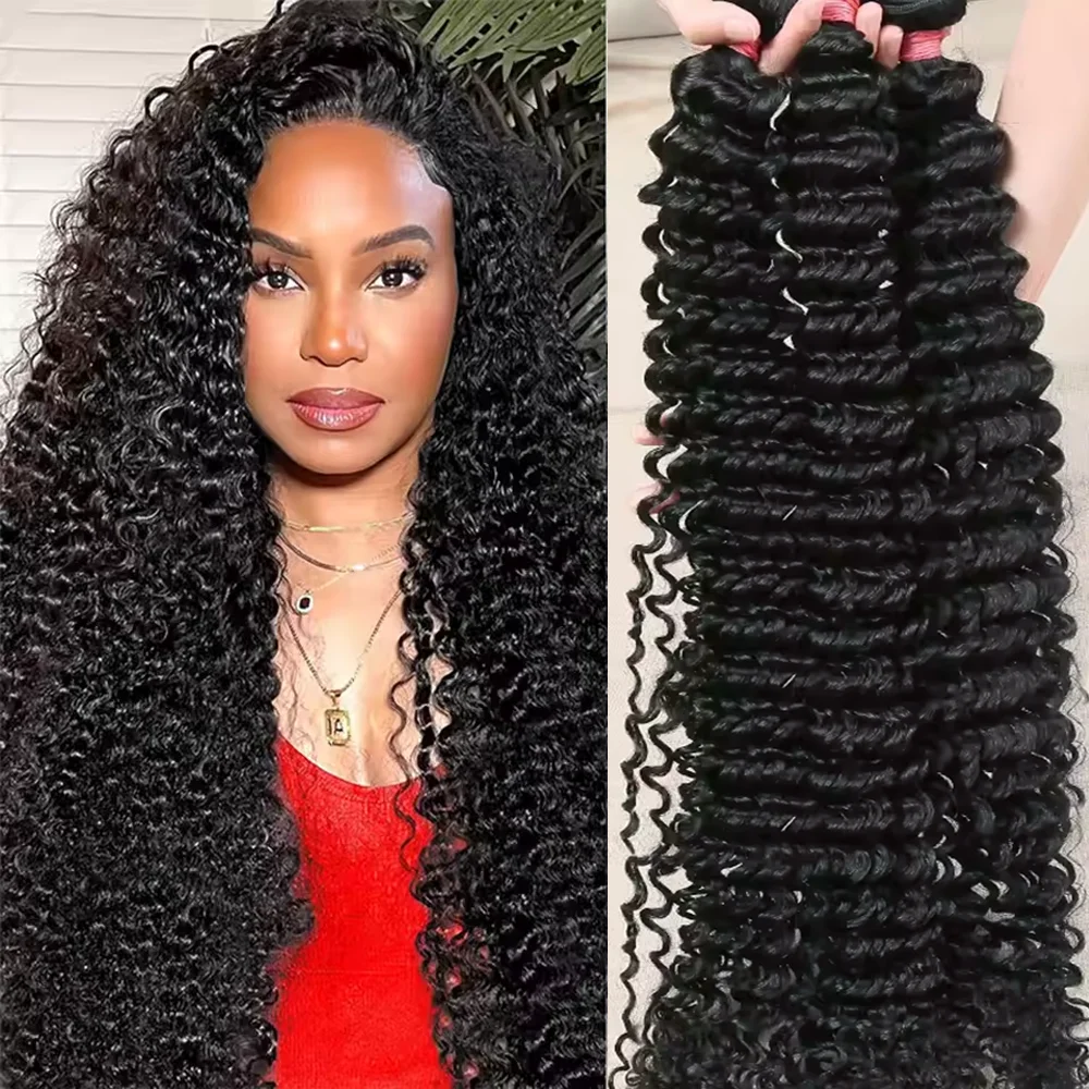 

Deep Wave Human Hair Bundles Burmese Curly Hair Bundles 100% Human Hair Water Wave Natural Hair Extensions 1/3/4 Pieces Bundles