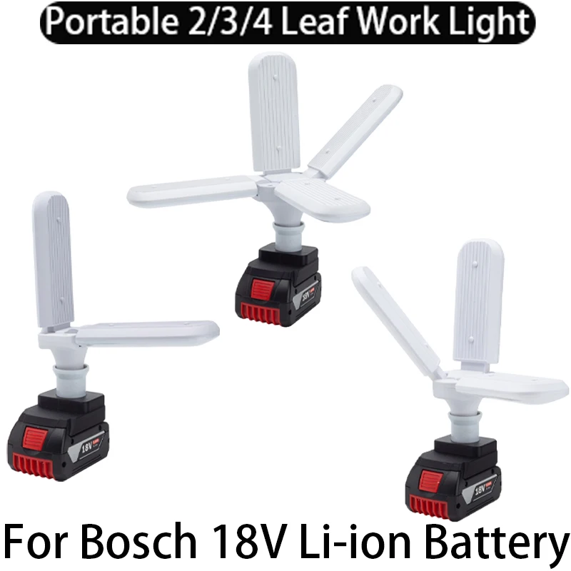 LED Foldable Wireless Bulb Fan Blade Timing LampWork Light Work For BOSCH 18V MAX Li-Ion Battery Deformable Lamp Outdoor