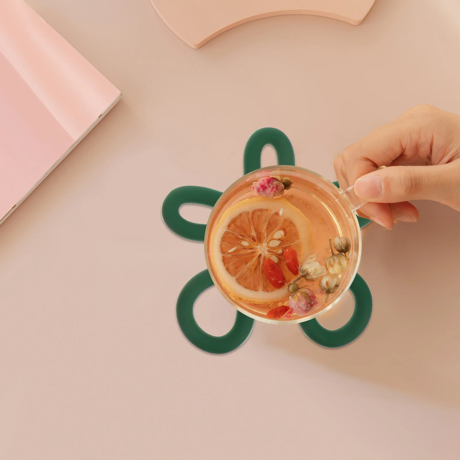 

2Pcs Silicone Coasters Holiday Themed Double Layer Thickened Table Mats for Hot Cups Coffee Tea Glasses Home Kitchen Restaurant