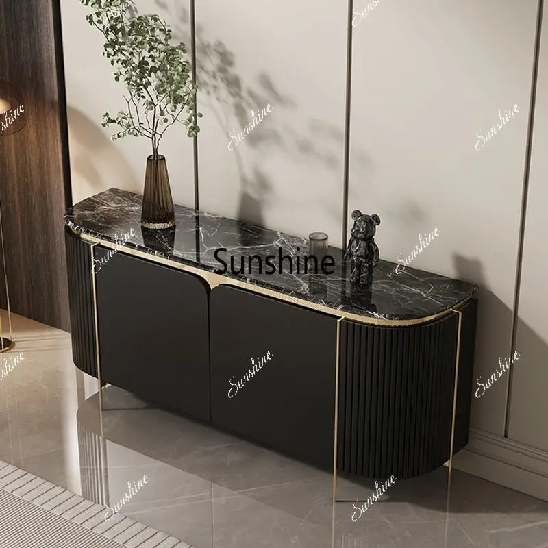 Italian light luxury door cabinet minimalist rock slab living room partition storage