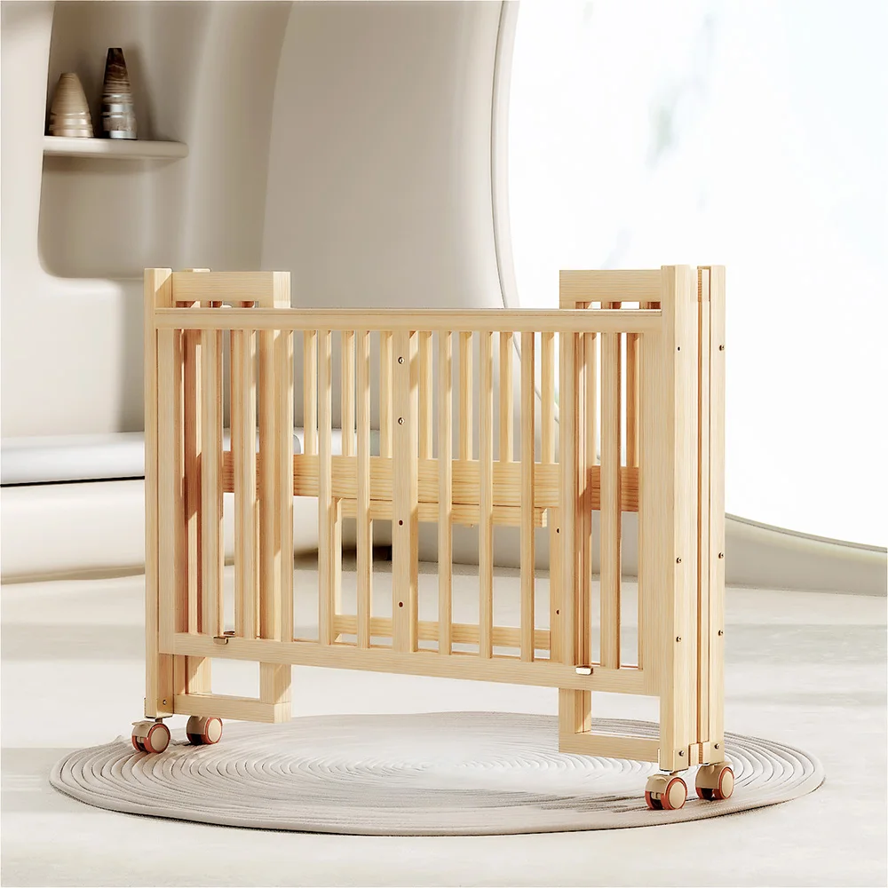 

Портативная складная детская кроватка, многофункциональная детская кроватка из цельного дерева для отелей, современный дизайн по индивидуальному заказу