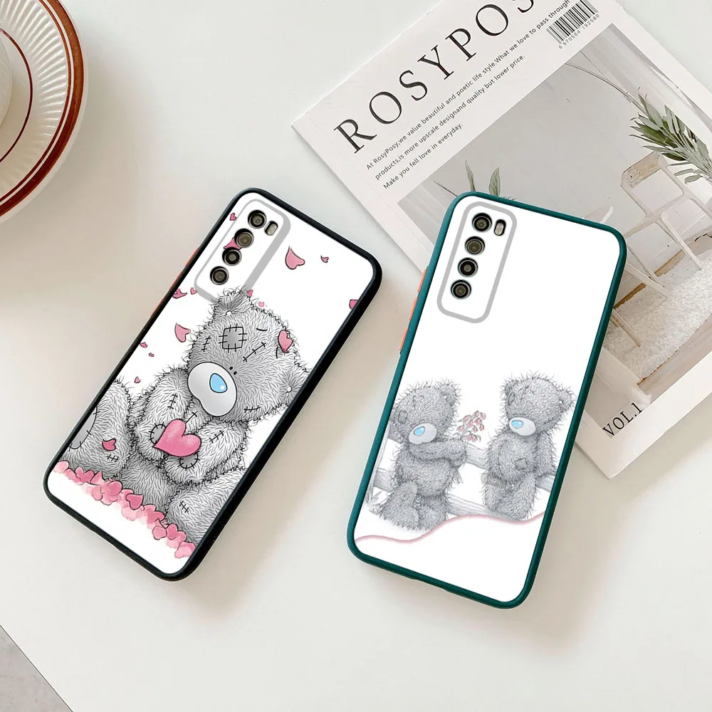 Phone Case For Samsung S24 S23 S22 S21 S20 S10 A54 A71 A72 A73 Note20 Ultra Cartoon Tatty Teddy Matte Frosted Translucent Cover