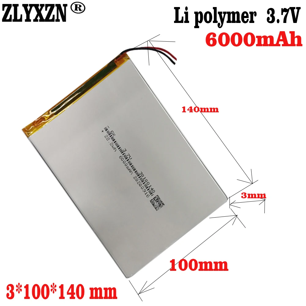 1-10 sztuk 2023 nowy 3.7V 6000mah 30100140 35110140 Tablet bateria PC dla Digma Optima 10.3 3G / Digma Optima 1101 2 przewody