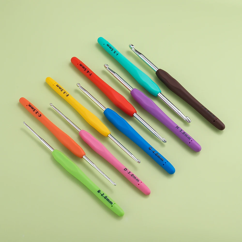 1 قطعة/الوحدة الكروشيه السنانير المطاط مقبض الكروشيه السنانير الملونة المطاط مقبض الحياكة بيئة العمل مقبض DIY بها بنفسك صنع المجوهرات الكروشيه #4