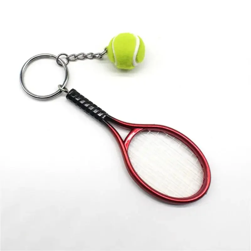 Simulation Mini Tennis Racket Ball Keychain Pendant Bag Key Ring Sports Key Chain Souvenir Gifts Accessories