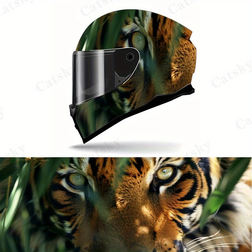 Жестокая газированная тигровая мотоциклетная виниловая наклейка на шлем, самоклеящаяся водонепроницаемая отделка шлема, универсальный мотоциклетный шлем