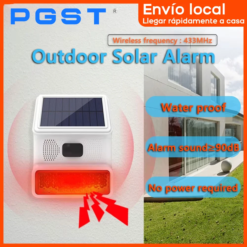 Allarme solare wireless 433 MHz Allarme a infrarossi con flash LED come allarme esterno impermeabile per porta del garage e sistema di allarme per auto