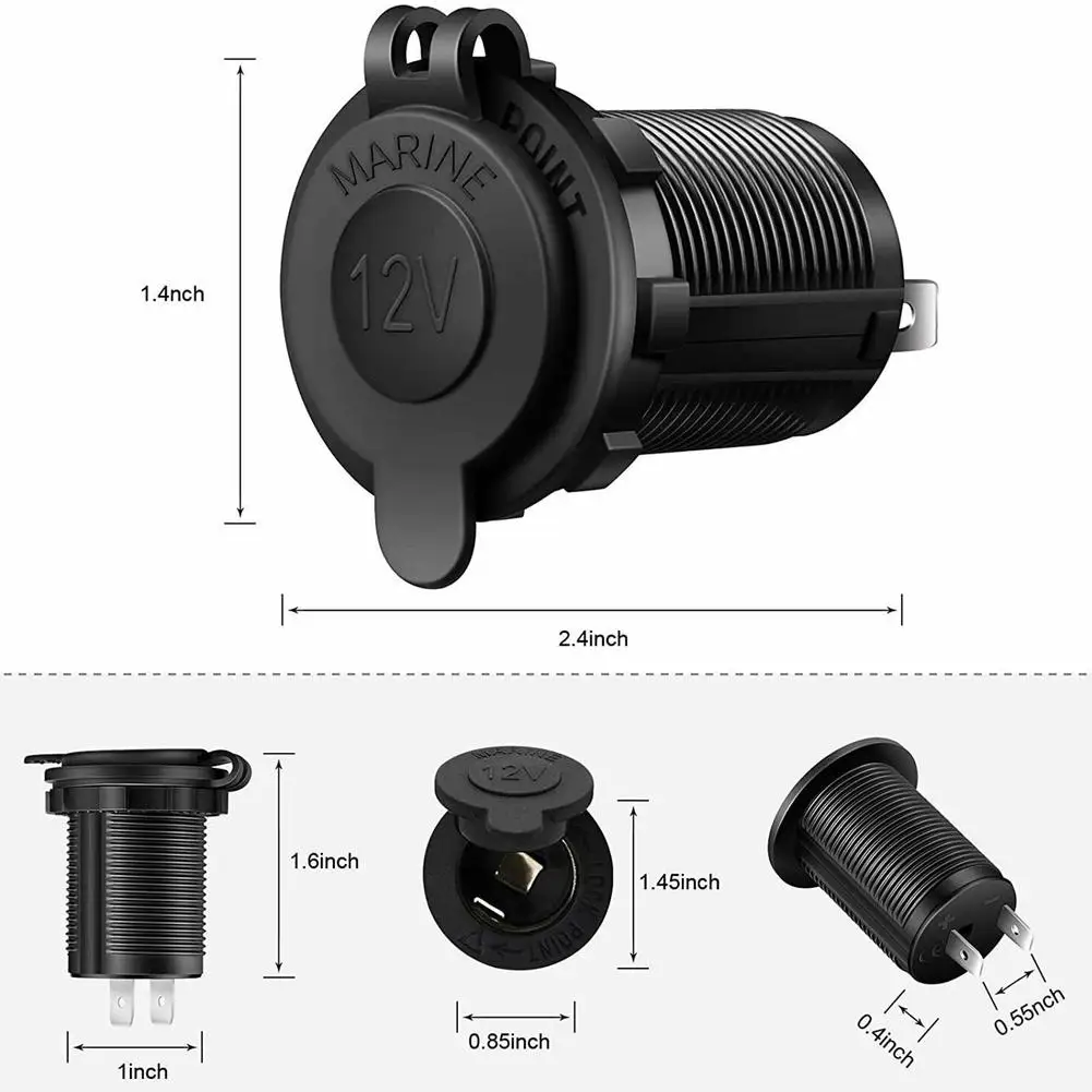 Car Cigarette Lighter Socket 12V 24V Adapte Plug Motorcycles Cigar Jack Multi Socket For Marine Boat Motorcycle Truck RV AT C7U4