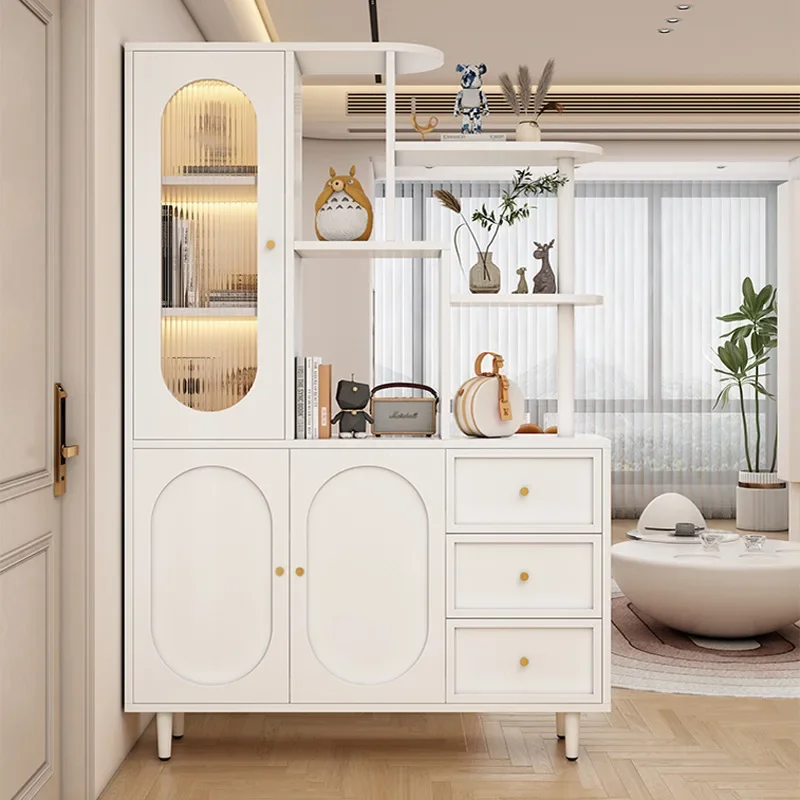 Solid wood entrance shoe cabinet integrated French cream wind double-sided entrance front door entrance rack foyer partition