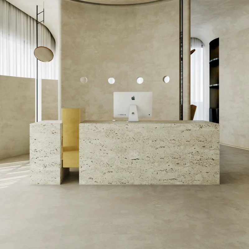 Custom Display Reception Desks Beauty Modern Beige Luxury Specialty Reception Desks Office Store Tavolo Reception Furniture