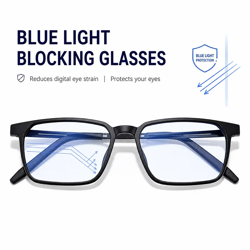 Anpassbare Ultraleichte TR90 Quadratische Lesebrille Unisex, Optional mit Blaulichtfilter oder Progressive Multifokalfunktionen