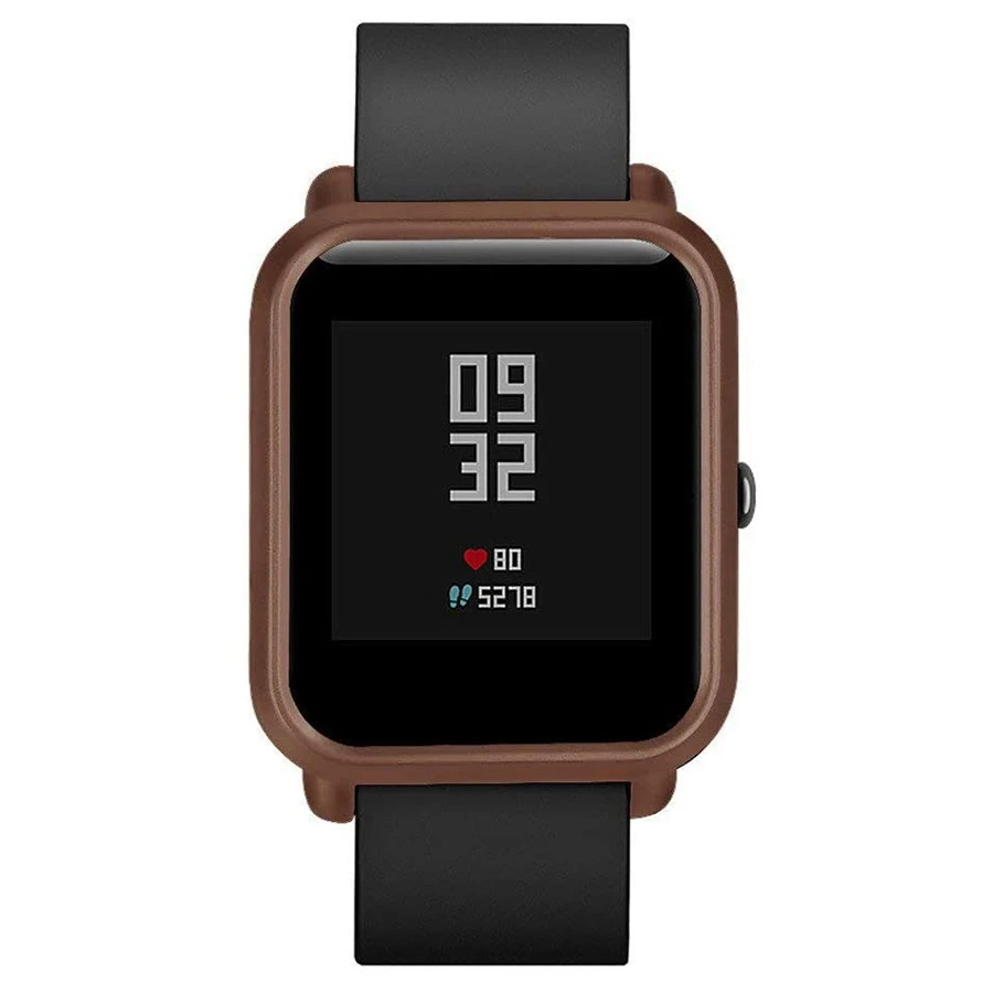 Uhrenschutz – kompatibel mit Xiaomi Huami Amazfit Bip Youth Watch, weiche Silikon-TPU-Hülle – Braun