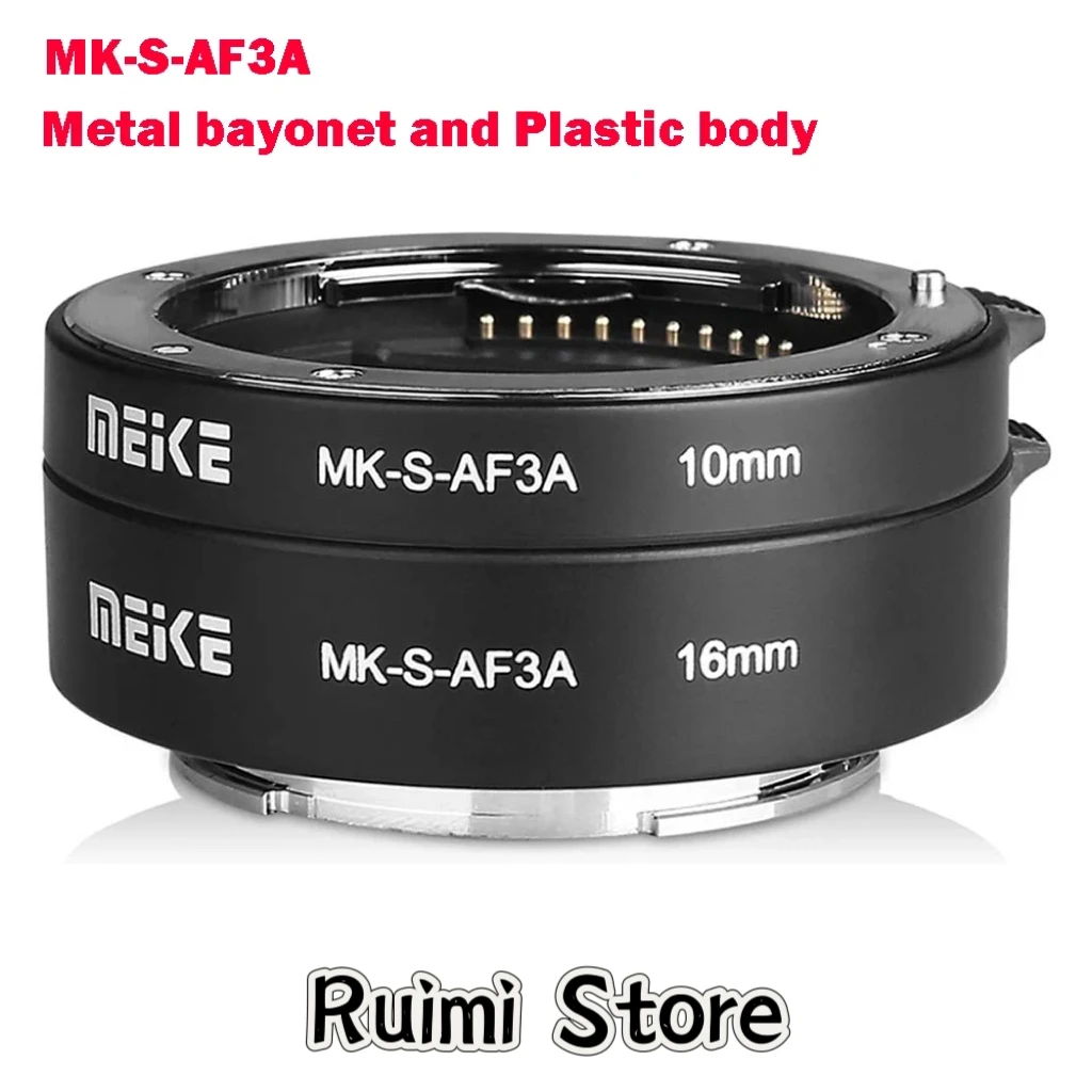MEIKE MK-S-AF3A Anillo Adaptador de Tubo de Extensión Macro de Enfoque Automático de Metal de 10 mm y 16 mm para Cámaras Sony Mirrorless con Montura E y Montura FE A7 NEX