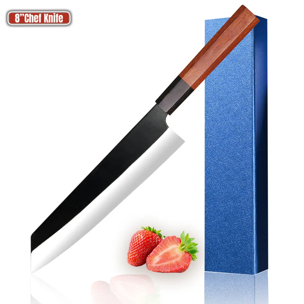 8 Inch Utility Knife Japanese kiritsuke knife Hand Forged Chef Knives Paring Fruit Meat Fish Slicing Kitchen Cooking Tools