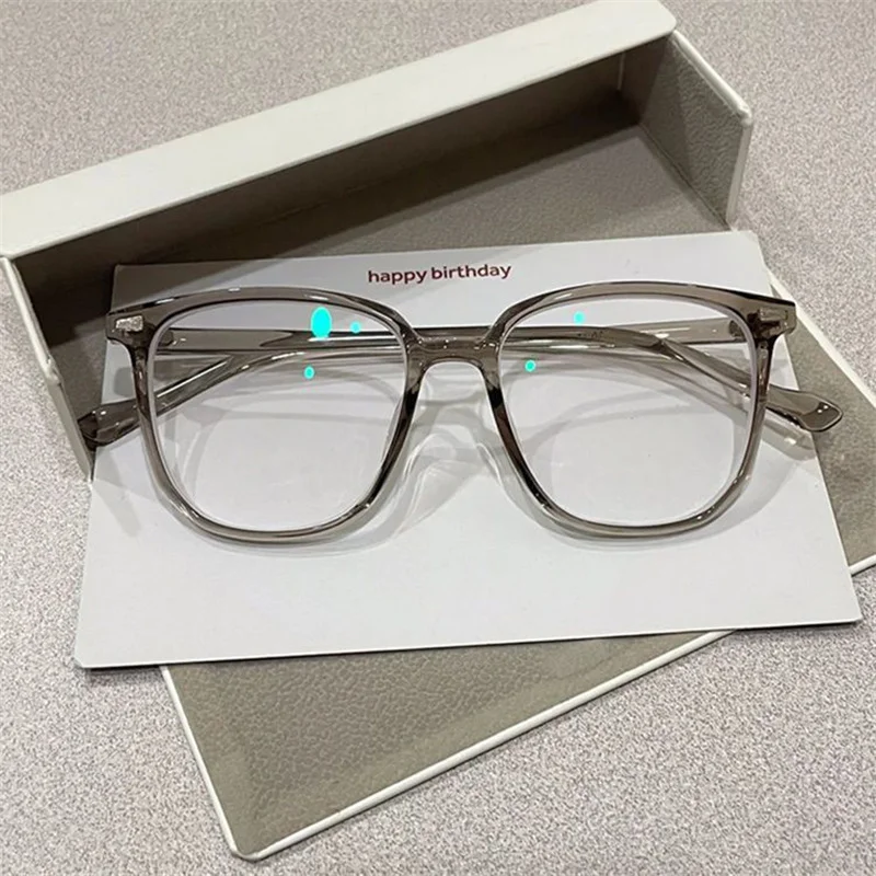 Seemfiy Myopia Glasses Square Eye Frame Korean Version Anti-blue Light Mirror Nearsighted Read Eyeglasses With Diopter 0 to-6.0