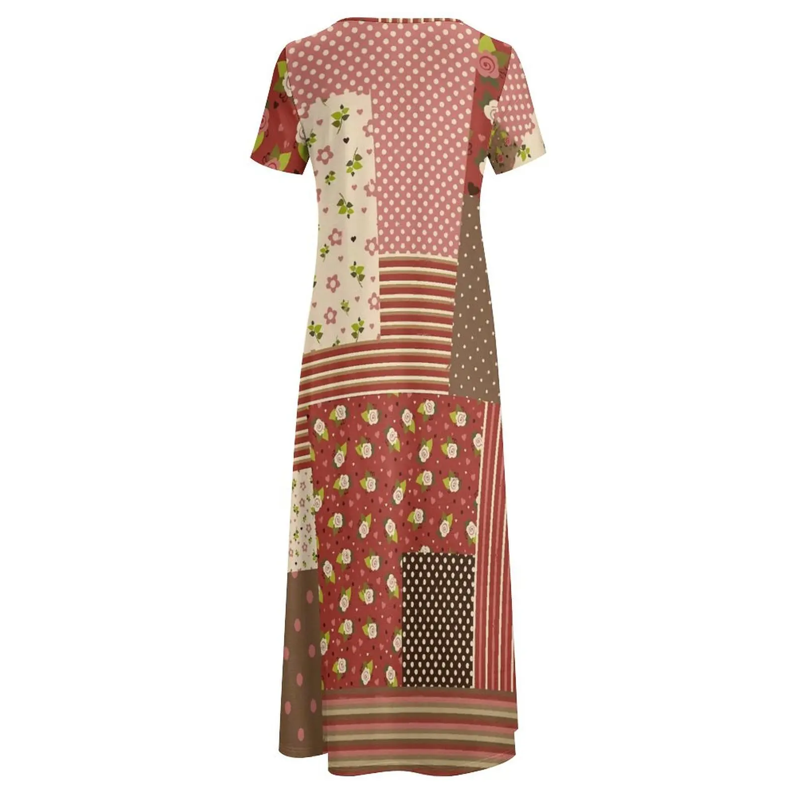 Vestido de lunares a rayas, vestido Maxi con estampado de almazuela, estilo callejero, Vestidos largos bohemios de playa para mujer, Vestidos de manga corta de gran tamaño