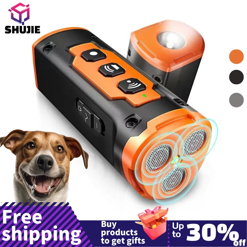 

Ultrasonic Dog Training Device Rechargeable Pet Dog Repeller Anti Bark Deterrent with LED Flashlight 2023 New