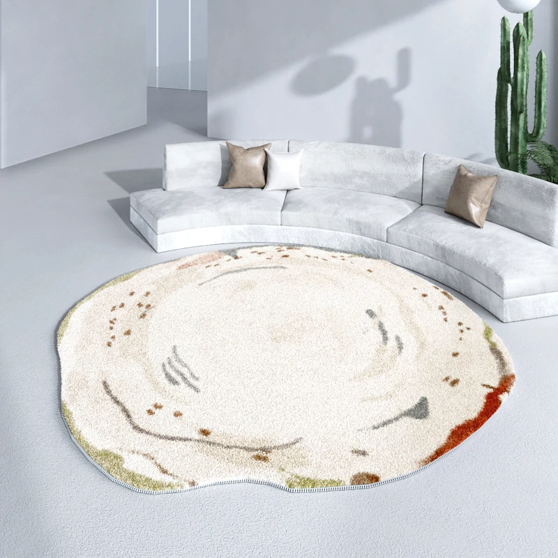 Round Living Room 2024 New Carpet Thickened Irregular Bedroom Bedside Nonslip Carpets Special Shaped Coffee Table Waterproof Rug