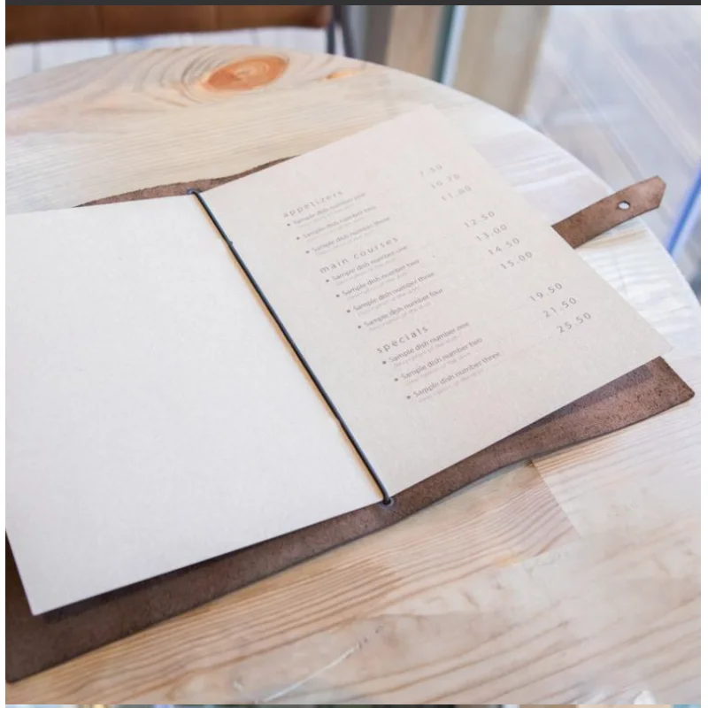 Customized product.Restaurant fashion leather book covers menu card holder book menu cover