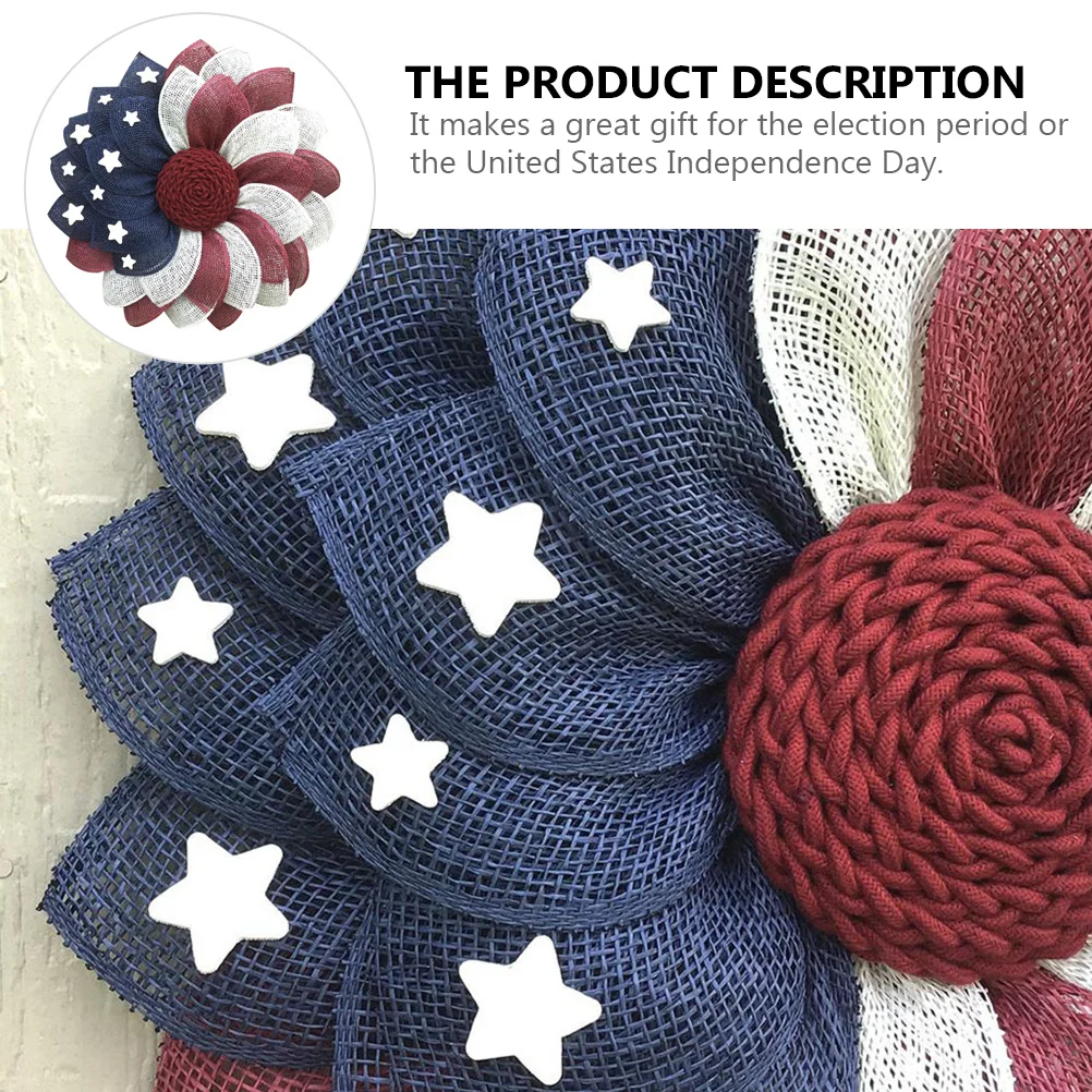 

Stylish Fabric Wreath for Independence Day Patriotic Door Garland Usa Flag Decoration Long-Lasting Outdoor Indoor Use