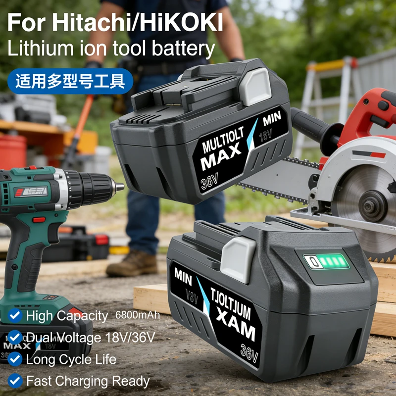 

Аккумулятор Li-ion 6000 мАч для электроинструментов Hitachi/HiKOKI 18В, совместимый с BSL1830, BSL1850, BSL1860, BCL1815, EBM1830, BSL1840, 330139, DS18DBL