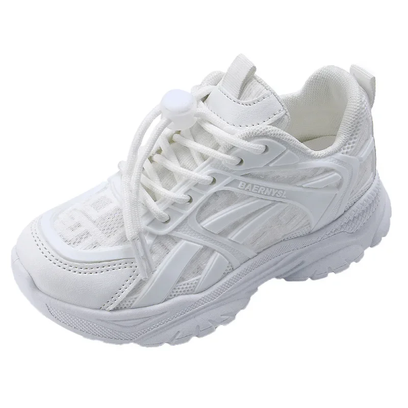 Zapatos informales para niños, zapatillas de deporte para niños y niñas, zapatos blancos sólidos, zapatillas deportivas transpirables de malla para correr, Tenis gruesos