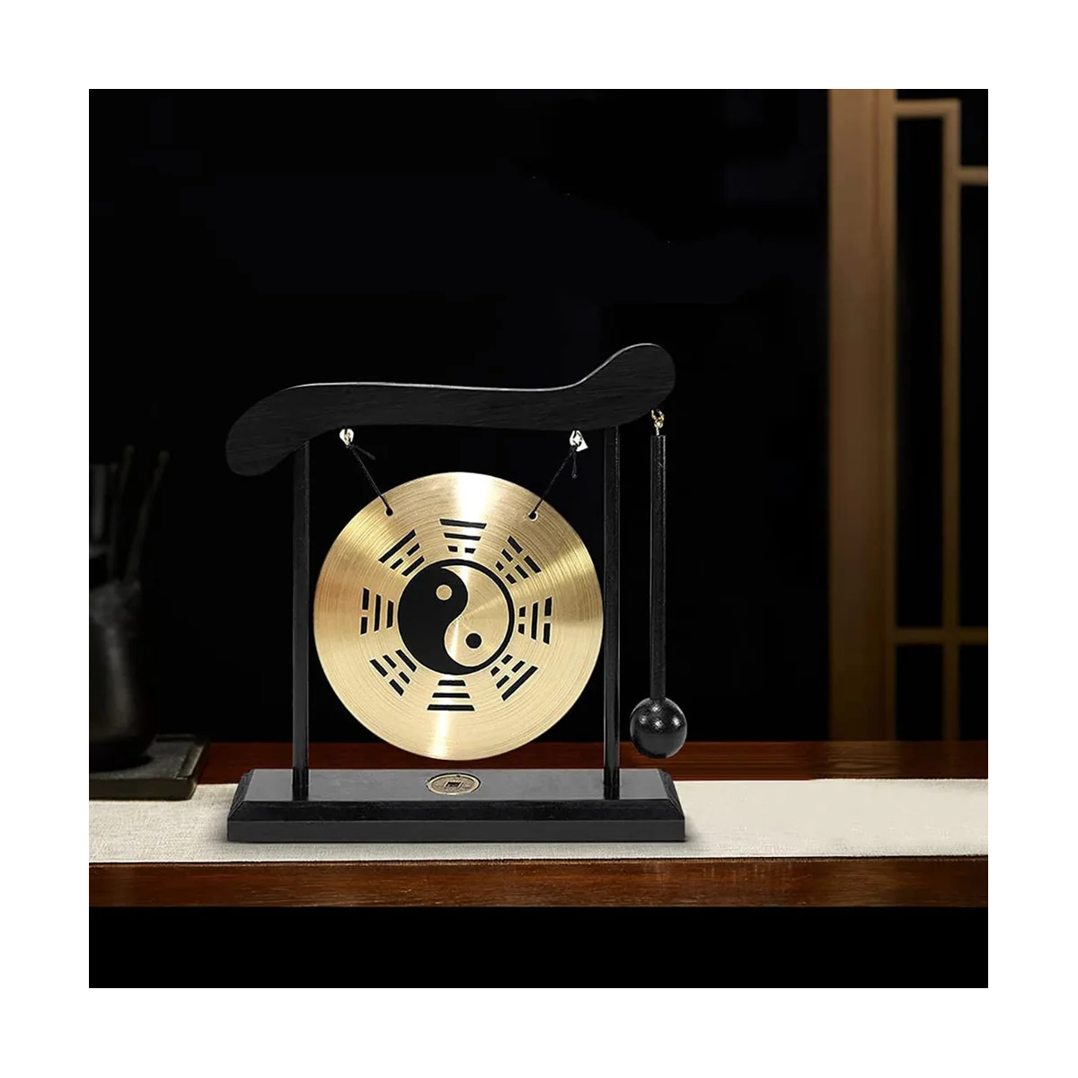 탁상 풍수 황동 공 탁상 장식, 스탠드 및 말렛, 섬세한 중국 가정 장식, 8 개 그림