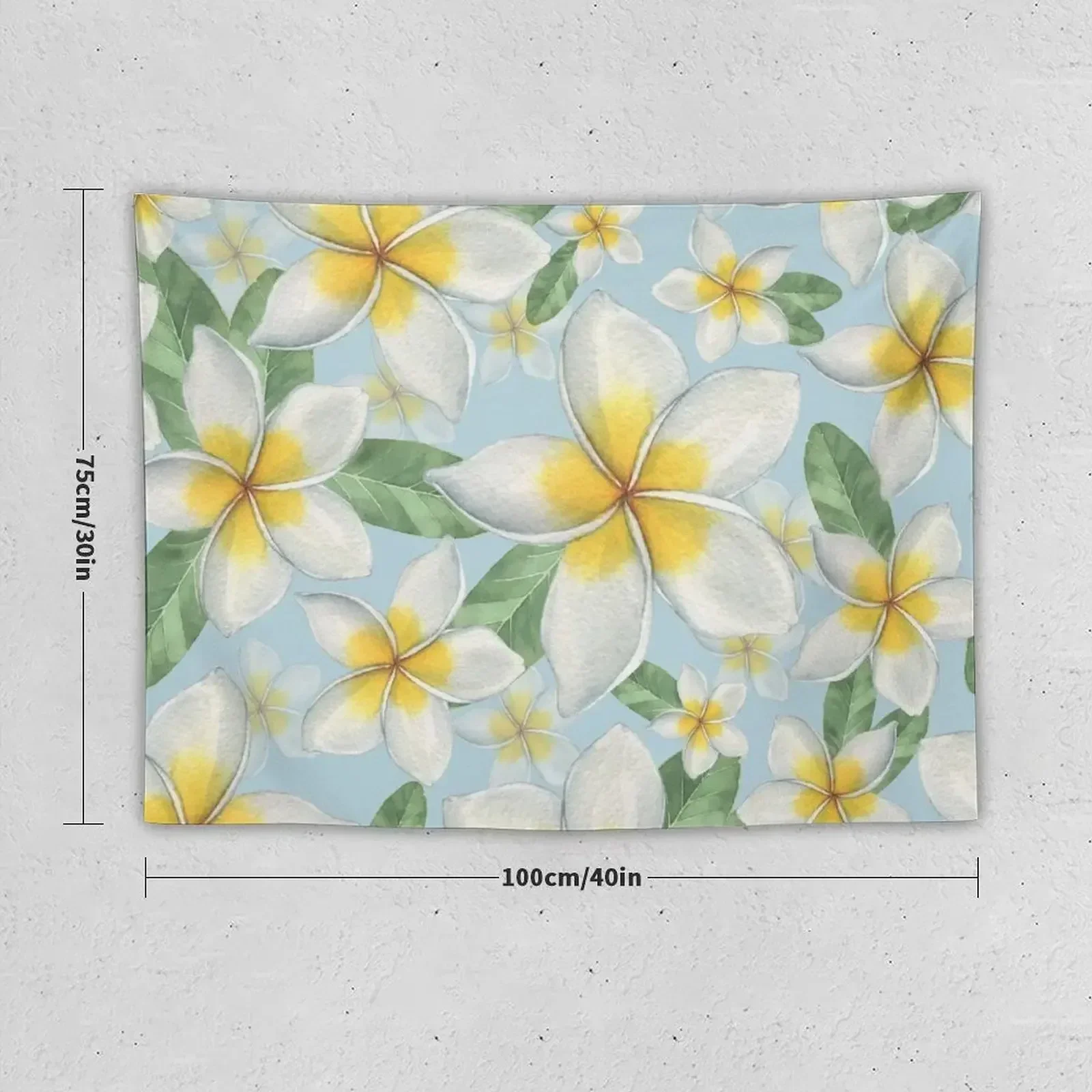 White and yellow plumeria flowers - White Plumeria Flower Pattern Tapestry Room Decor Aesthetic Wall Hanging Decor Tapestry