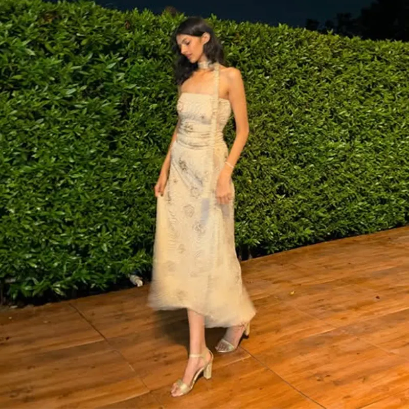 مطرز تنورة دعوى المرأة سليم الترتر الرسن المحاصيل الأعلى مرونة الخصر التنانير الطويلة 2 قطعة مجموعة 2025 الصيف شاطئ حفلة سيدة وتتسابق #4