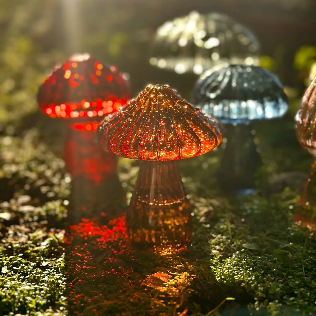 Colourful Mushroom Vase Plant Glass Plant  Bud Vase Decoration Garden Glass Aromatherapy Vase Living Room Desktop Combination
